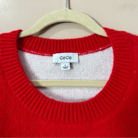 NWT CeCe Women’s XL Knit Sweater Top Pullover Soft Red Ski Winter - Picture 3 of 6